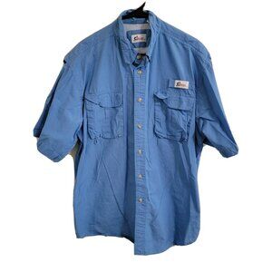 World Wide Sportsman Vented Fishing Shirt Mens Size XL Blue Button Front